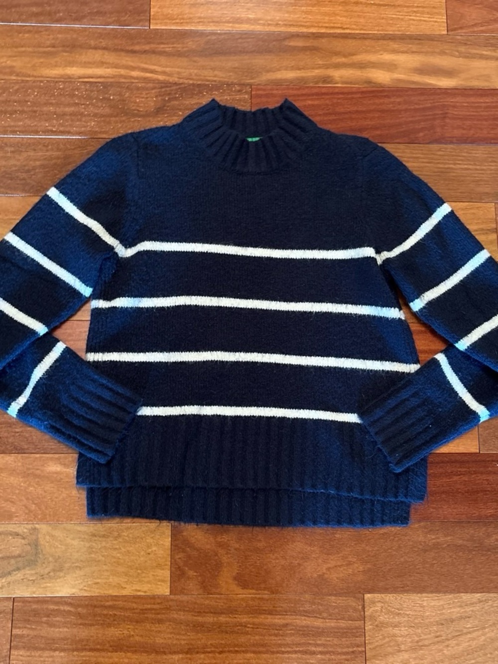 dip Navy and White Striped Turtleneck Sweater
